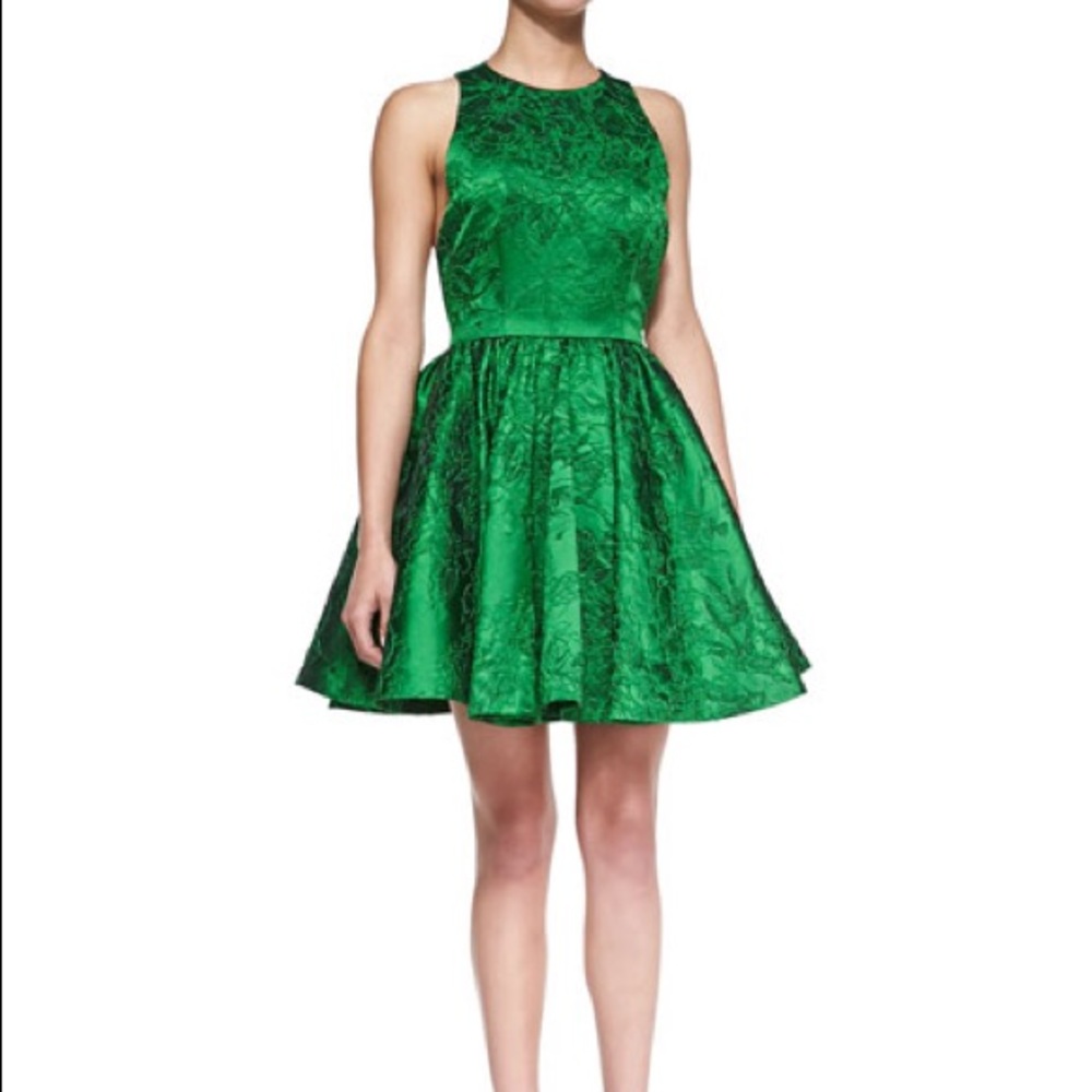 Alice + Olivia Tevin Racerback Fit and Flare Jacquard Cocktail Dress Size 4